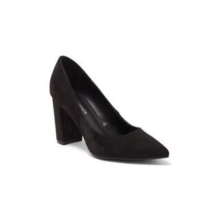New Marc Fisher Georgy Block Heel Pump in Black Suede Women's Size 9.5